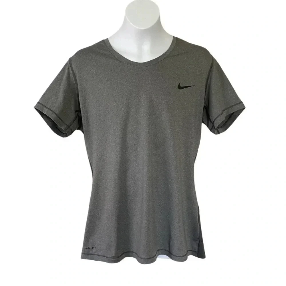 Nike Pro Dri Fit Women's Large Gray Perforated Back Active Shirt - Short Sleeves